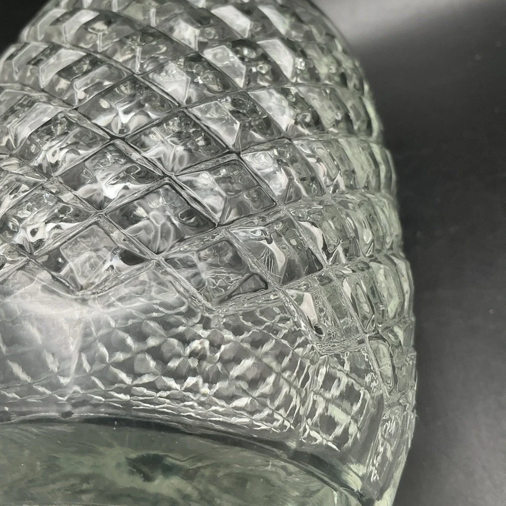 Vintage Cut Glass Liquor Decanter Etched Diamond-Shaped Glass, Original‎ Stopper